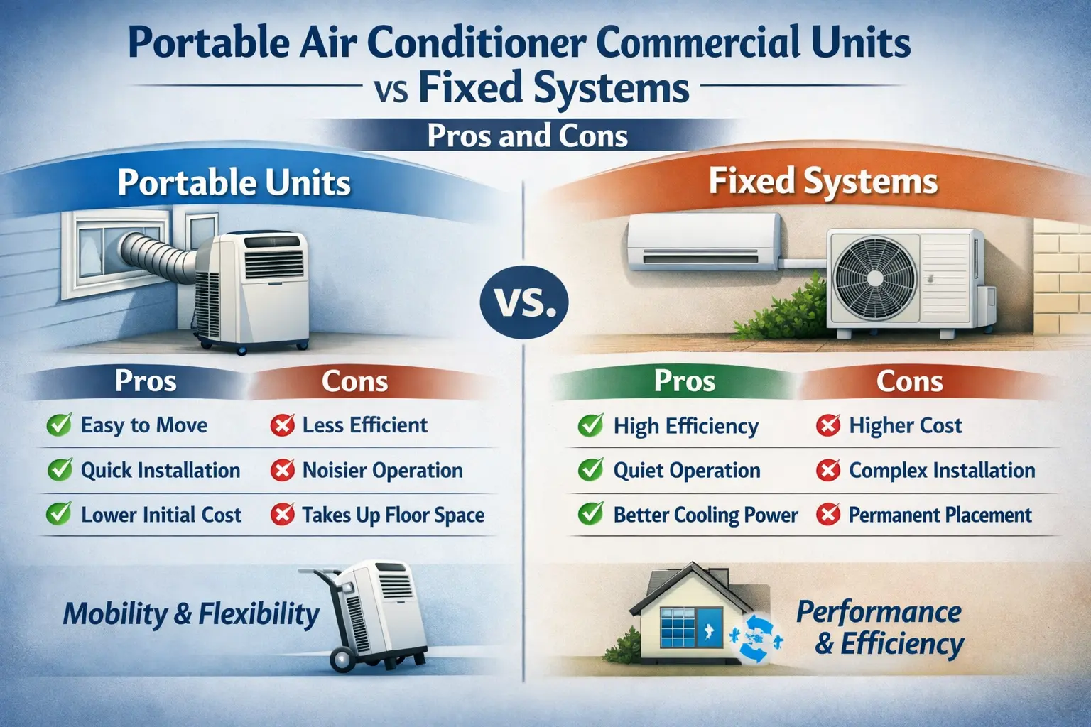 Portable Air Conditioner Commercial Units vs Fixed Systems: Pros and Cons