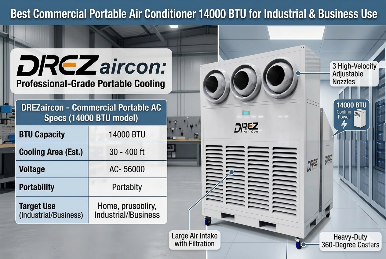 Best Commercial Portable Air Conditioner 14000 BTU for Industrial & Business Use